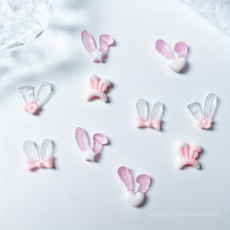 10pcs Rabbit Ears Shapes Nail Art Charms Cute Nail Charms Alloy