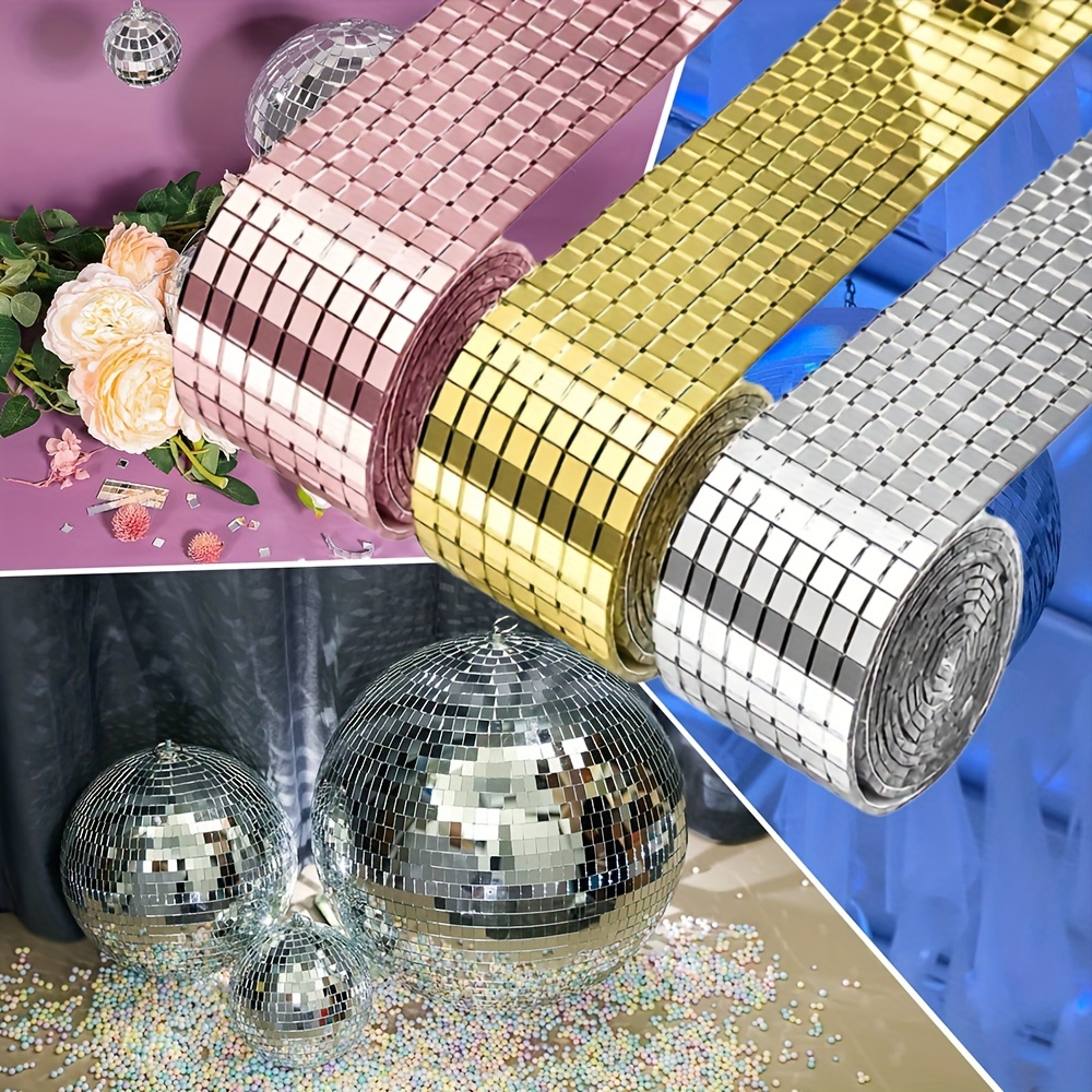 Disco Mirror Tiles Self Adhesive Real Glass Craft Mini Square Mirrors  Mosaic Tiles Stickers Bathroom DIY