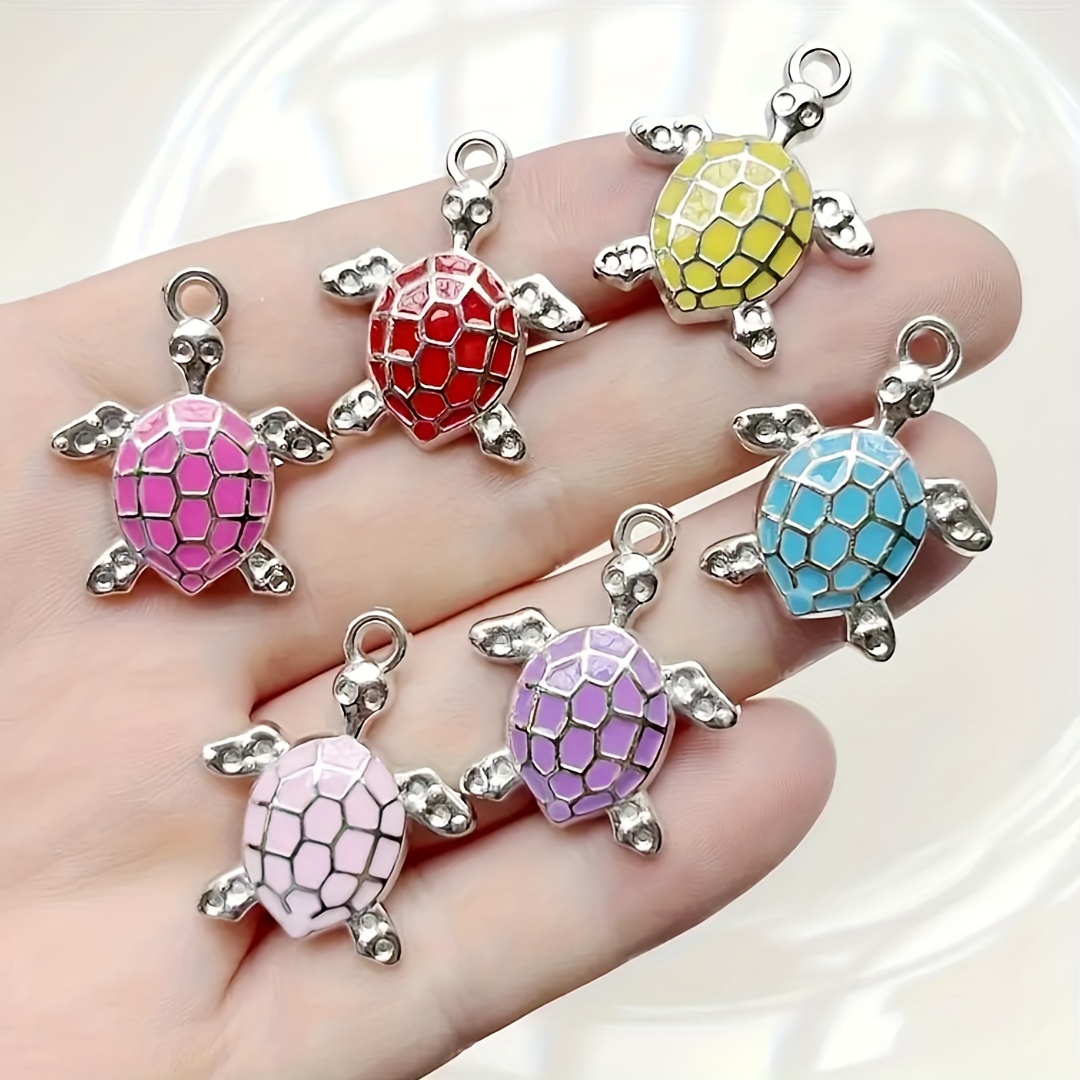 

20pcs Color Plastic Turtle Pendants, Making Accessories For Bracelets, Earrings, Necklaces Crafting