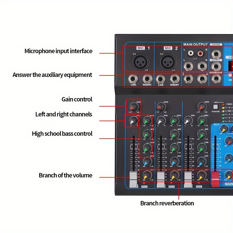 Nxg Gh7 Mezclador Audio Portátil Usb Consola Mezcla Sonido - Temu