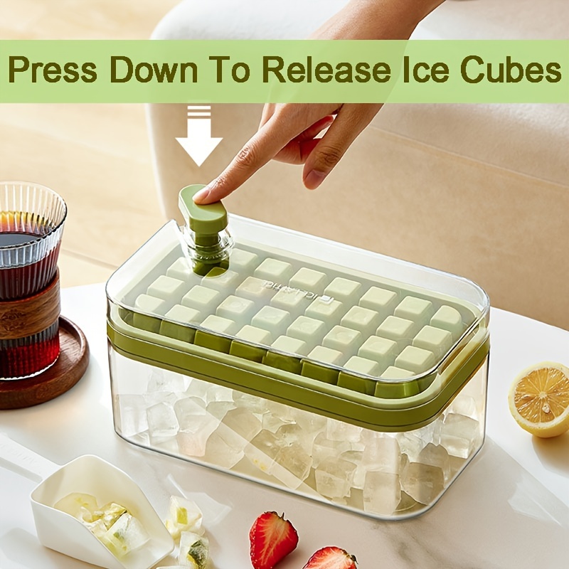 Set Of 1 101oz Ice Cube Trays, 64 Pcs Silicone Ice Cube Tray With Lid And  Bin, Ice Cube Molds For Freezer, Easy Release & Save Space, 2 Trays,Scoop  For Whiskey, Cocktail
