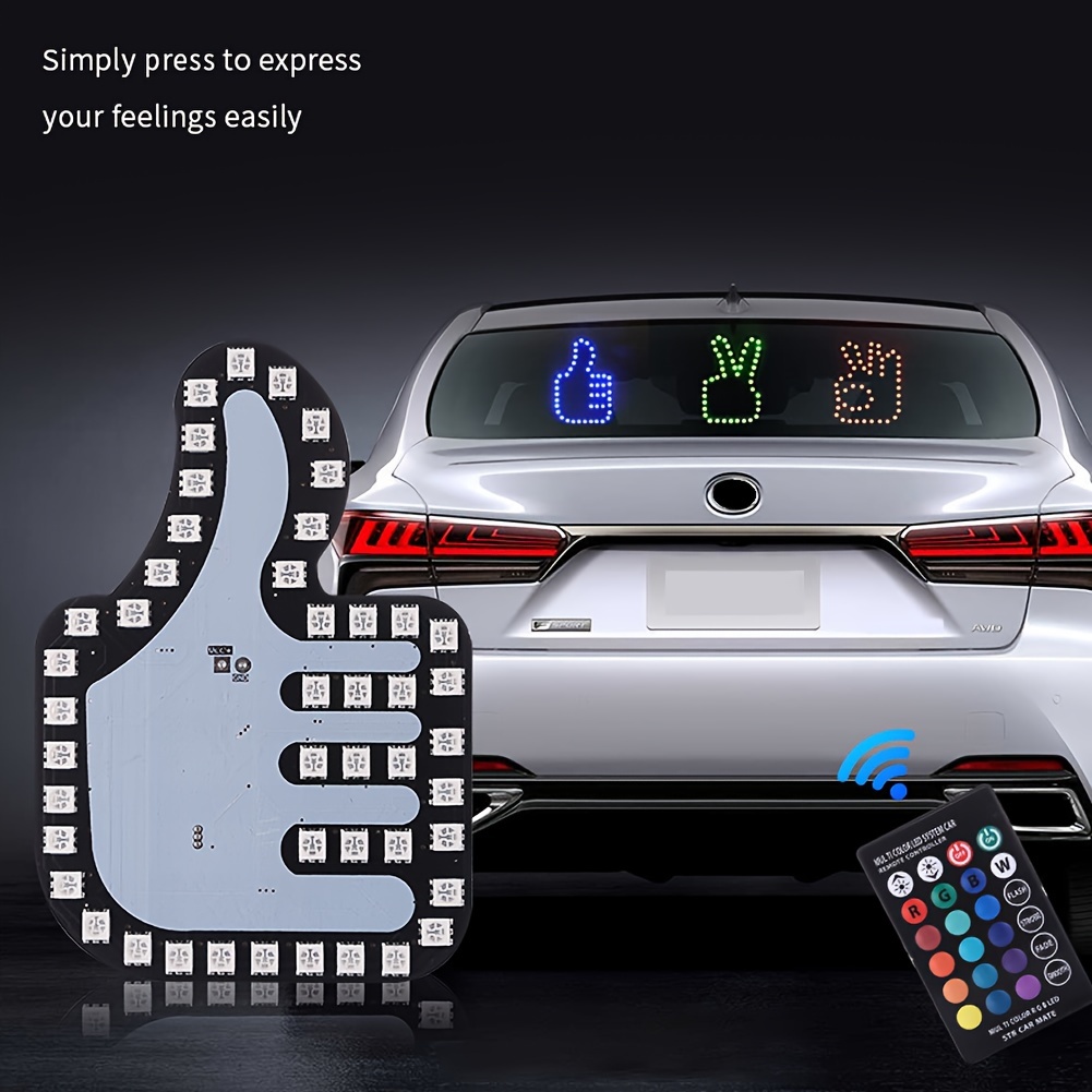 DIY Middle Finger LED Light Car Accessories LED Sign Light with Remote  Control