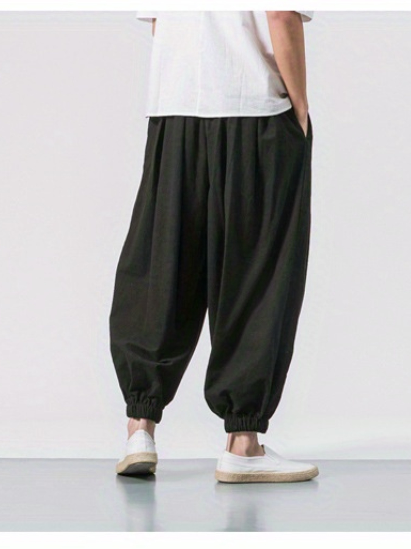 Men's Stylish Harem Pants, Casual Cotton Drawstring Hip Hop Loose Pants For  Outdoor, Men's Clothing
