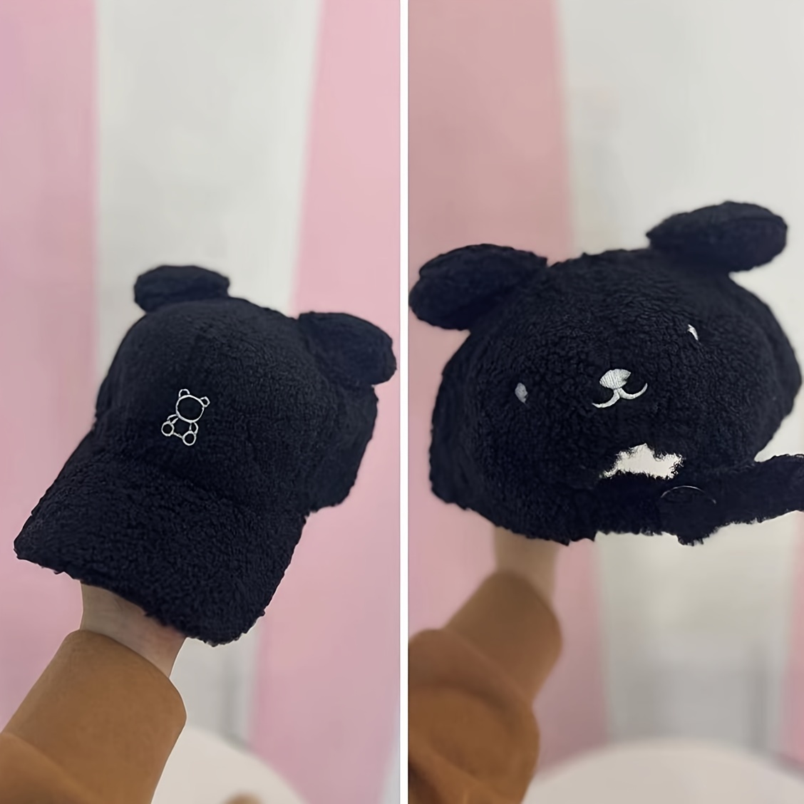 Women's Cute Cartoon Bear Ear Warm Hat Comfortable Solid - Temu