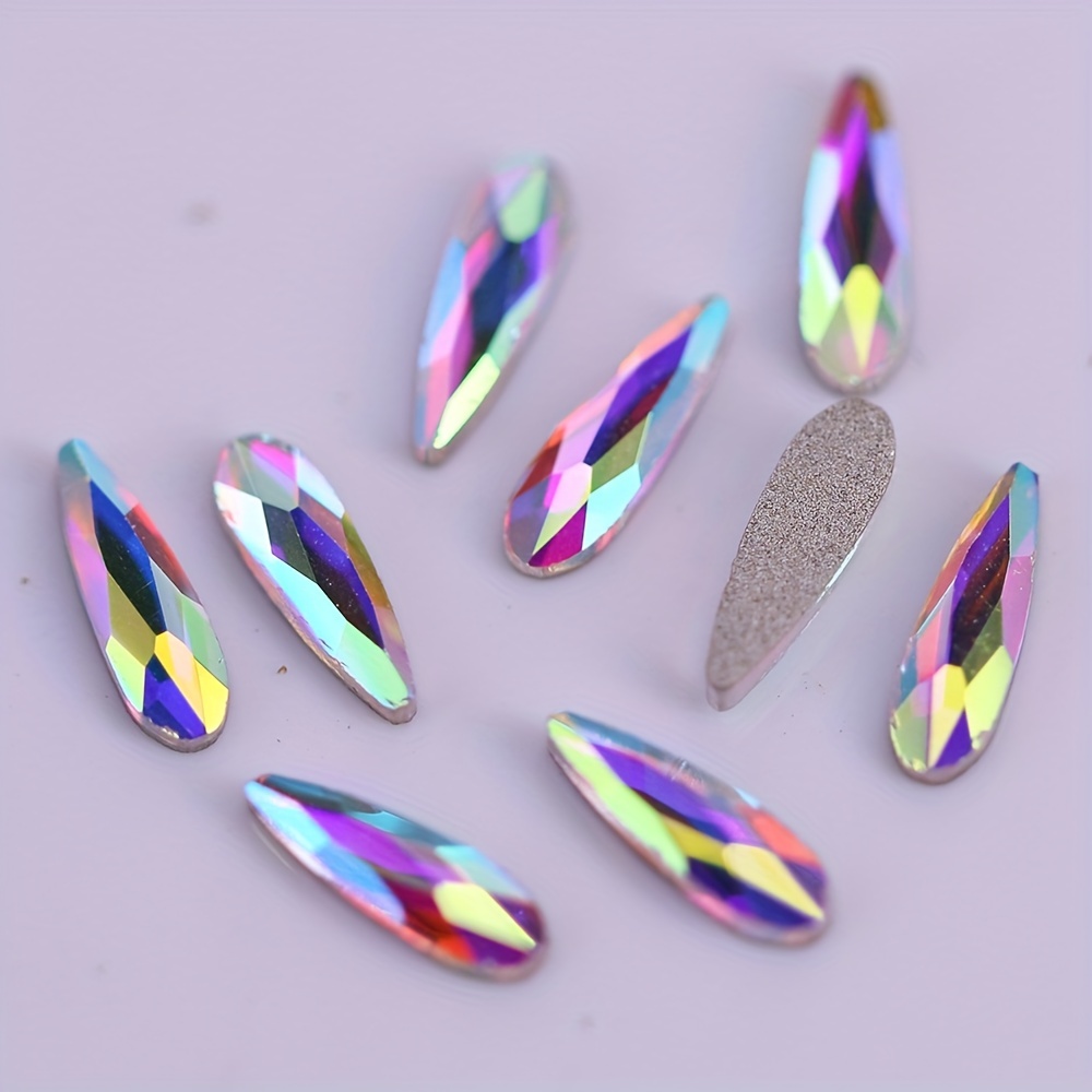 Mix Sizes 300pcs Crystal Purple AB Nail Art Rhinestones DIY Non Hotfix  Flatback Acrylic Nail Stones Gems for 3D Nails Art Decorations (Purple AB)