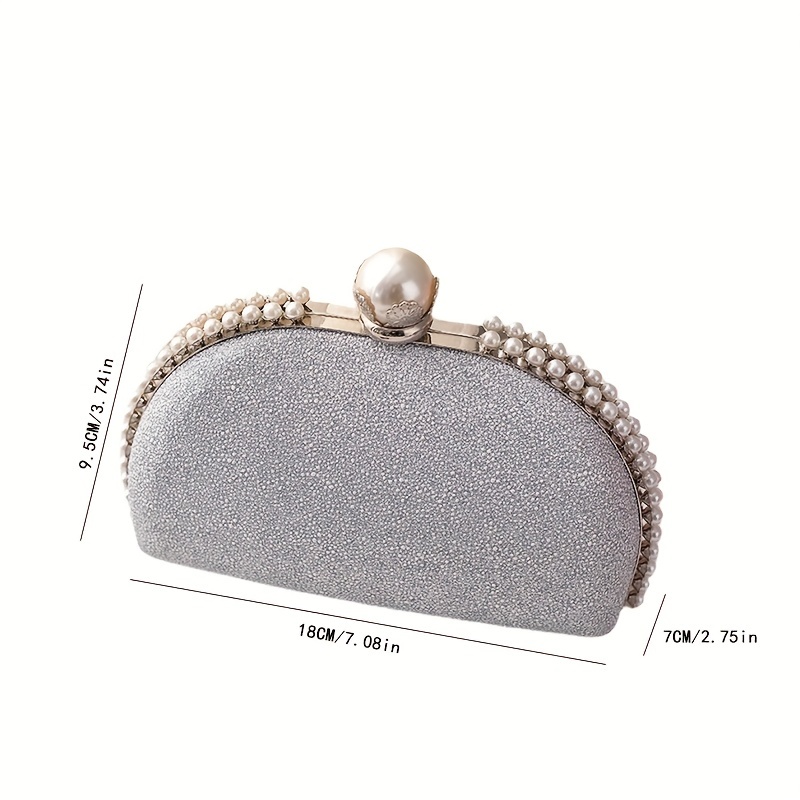 Pearl Decor Glitter Crossbody Clutch Bag Elegent Textured Pu Frame Bag  Classic Celebrity Dinner Evening Bag - Bags & Luggage - Temu Belgium