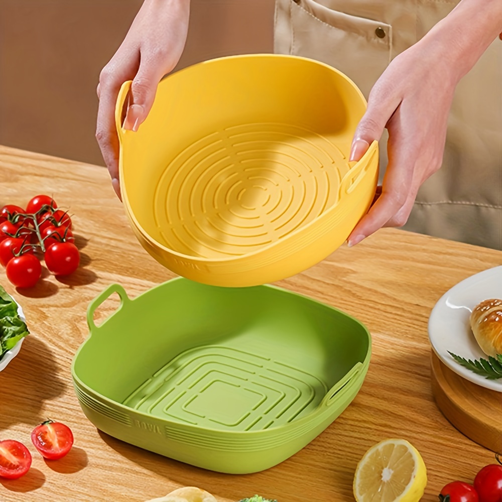 Air Fryer Oven Baking Tray Silicone Fried Chicken Basket Mat Round Square Air  Fryer Silicone Pot Liner Grill Pan Accessories