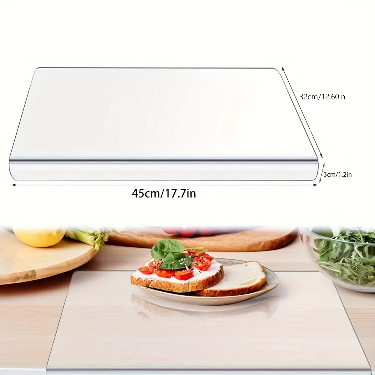 Acrylic Anti-slip Transparent Cutting Board With Lip For Kitchen