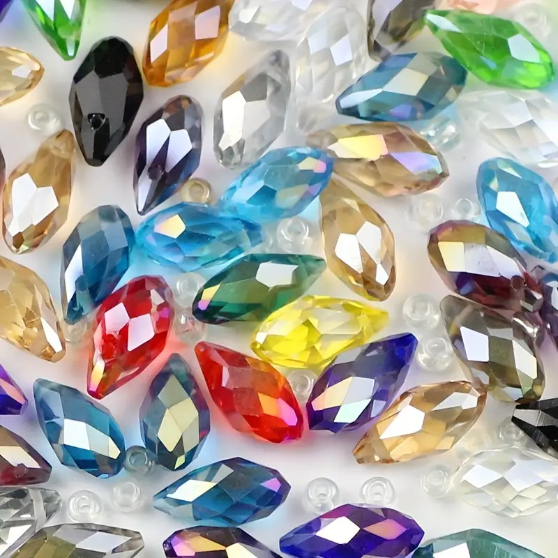 Side Hole Water Drop Shape Crystal Ab Color Glass Crystal - Temu