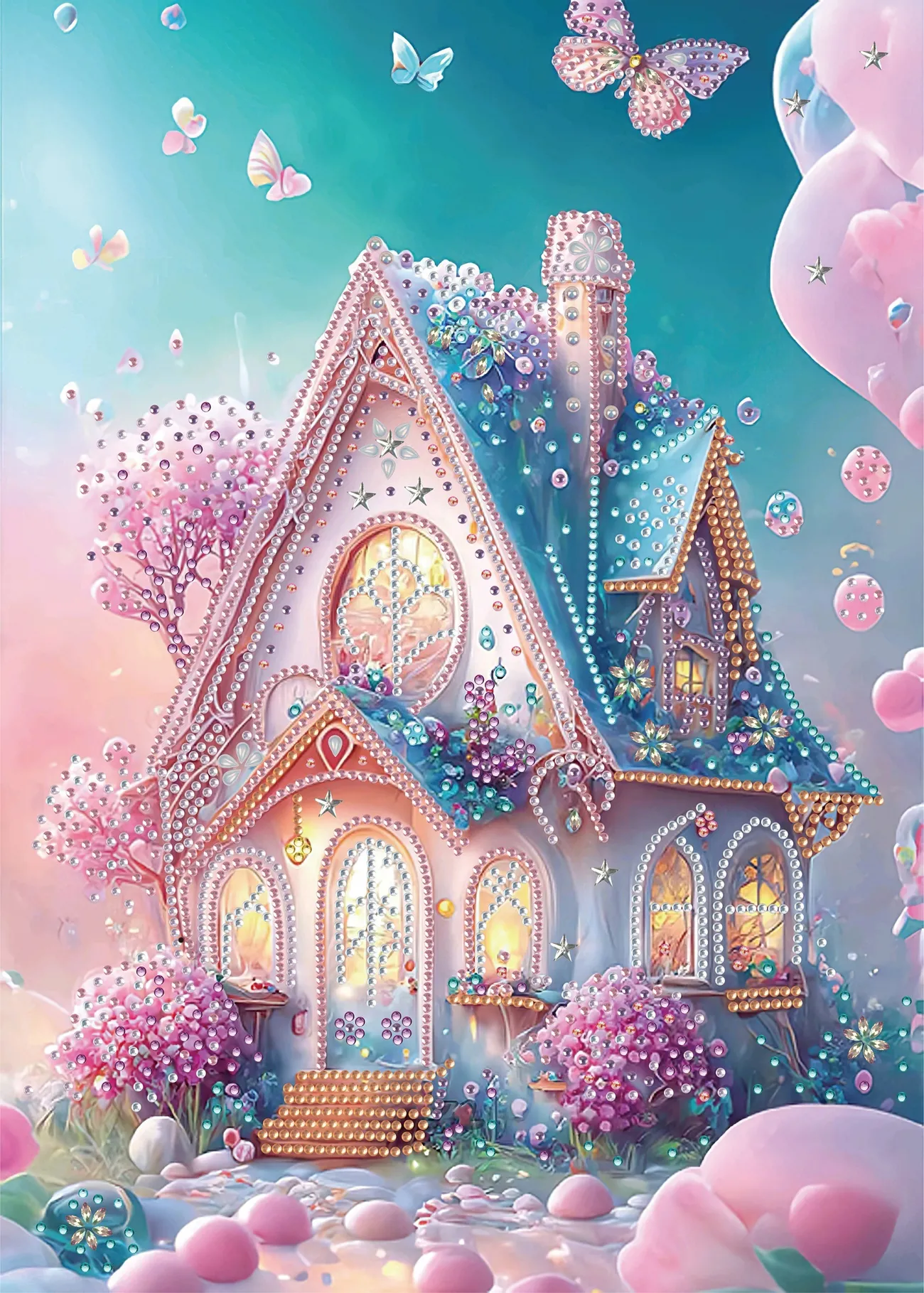 11.81inch*15.75inch DIY Diamond Painting Room Decoration Hanging Painting  Ornament Handmade Exquisite Bright Diamond And Big Diamond Pink Castle