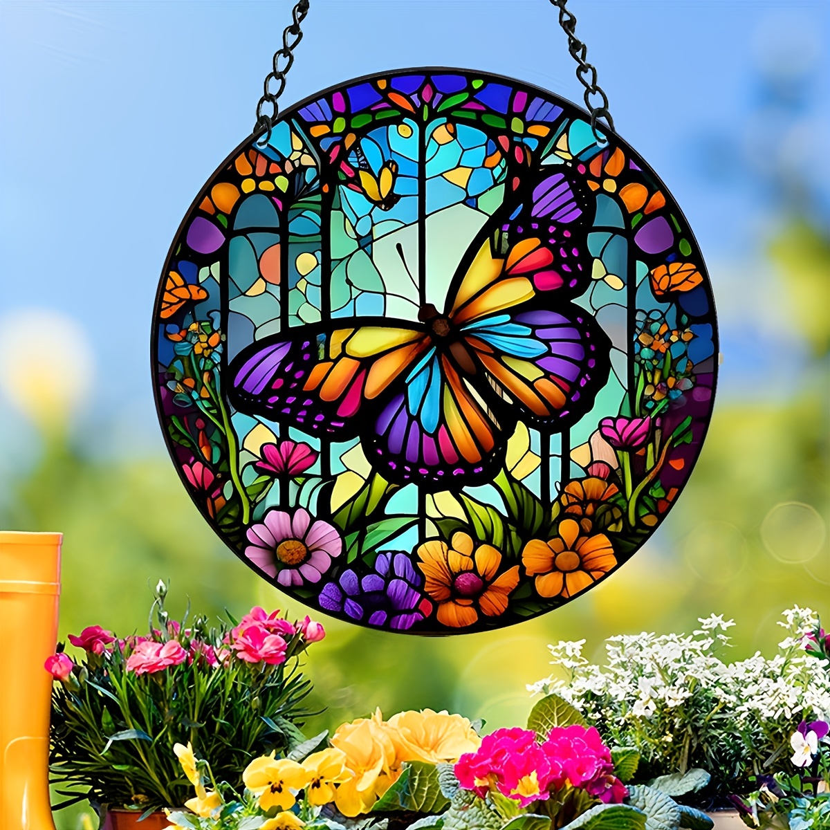 Papillon cristal carillons éoliens lune attrape-soleil prismes pendentif  attrape-lumière arc-en-ciel chasseur suspendus ornements maison jardin  décor