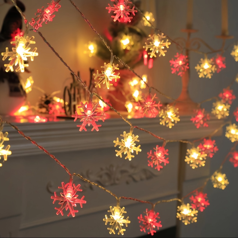 1 pack snowflake string lights battery operated fairy lights for living room corridor bedroom stair handrail christmas tree bedroom party wedding without battery details 9
