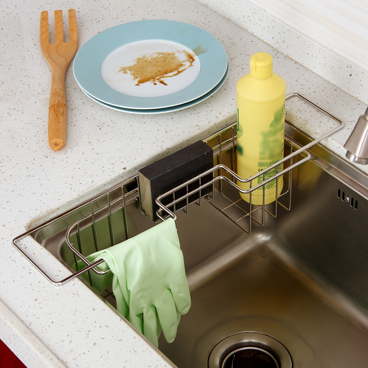 Kitchen Organiser Sink Hanging Caddy Basket Dish Cleaning Sponge