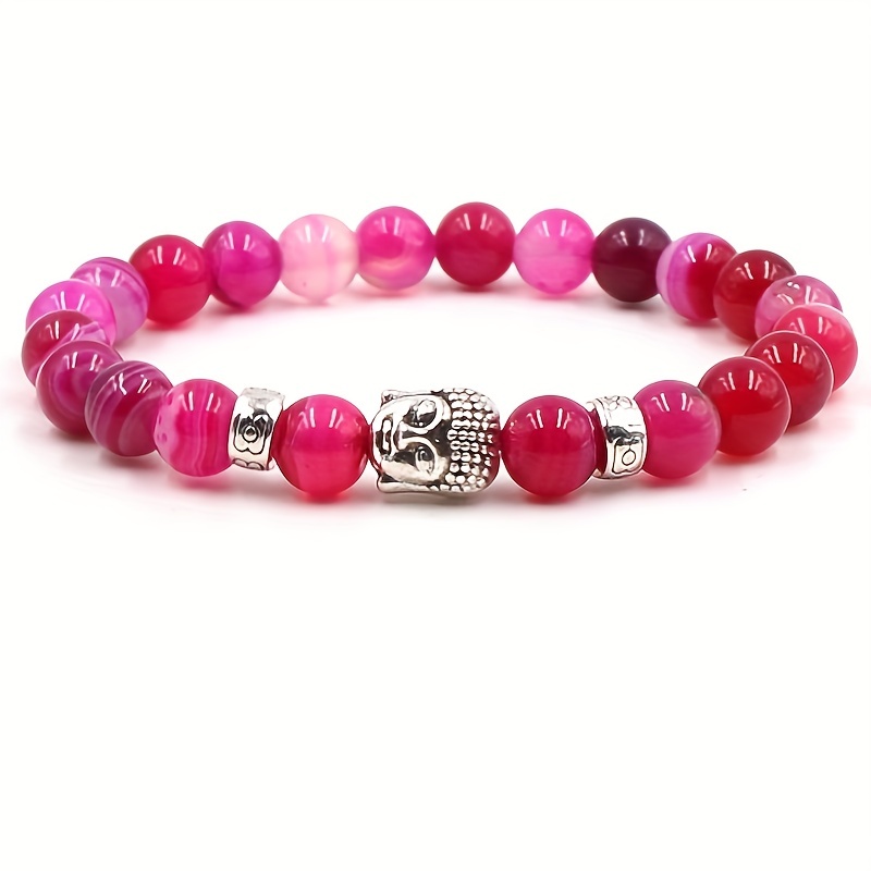 Natural Agate Stretch Hand String Yoga Buddha Bracelet
