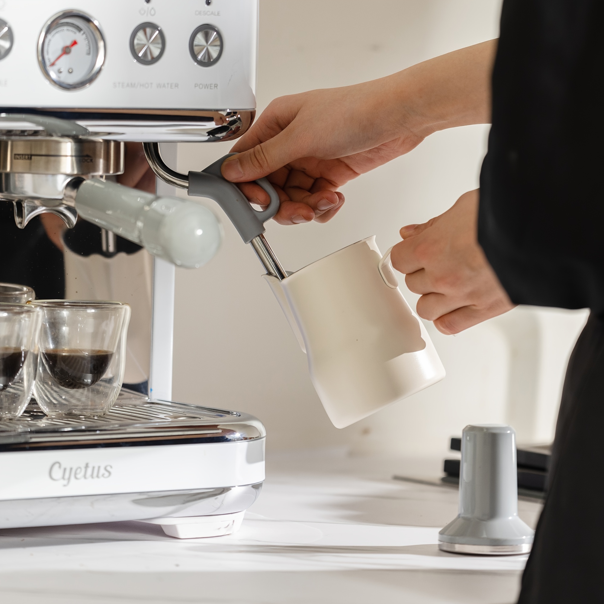 Cyetus Barista Black Espresso Machine for At Home Use with Milk