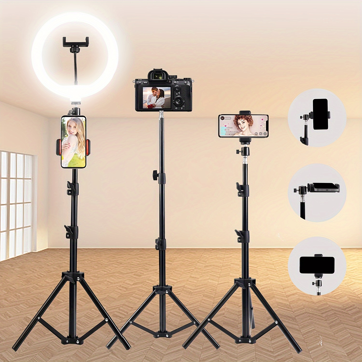 Anillo de luz con trípode para selfi, aro de luz Circular con