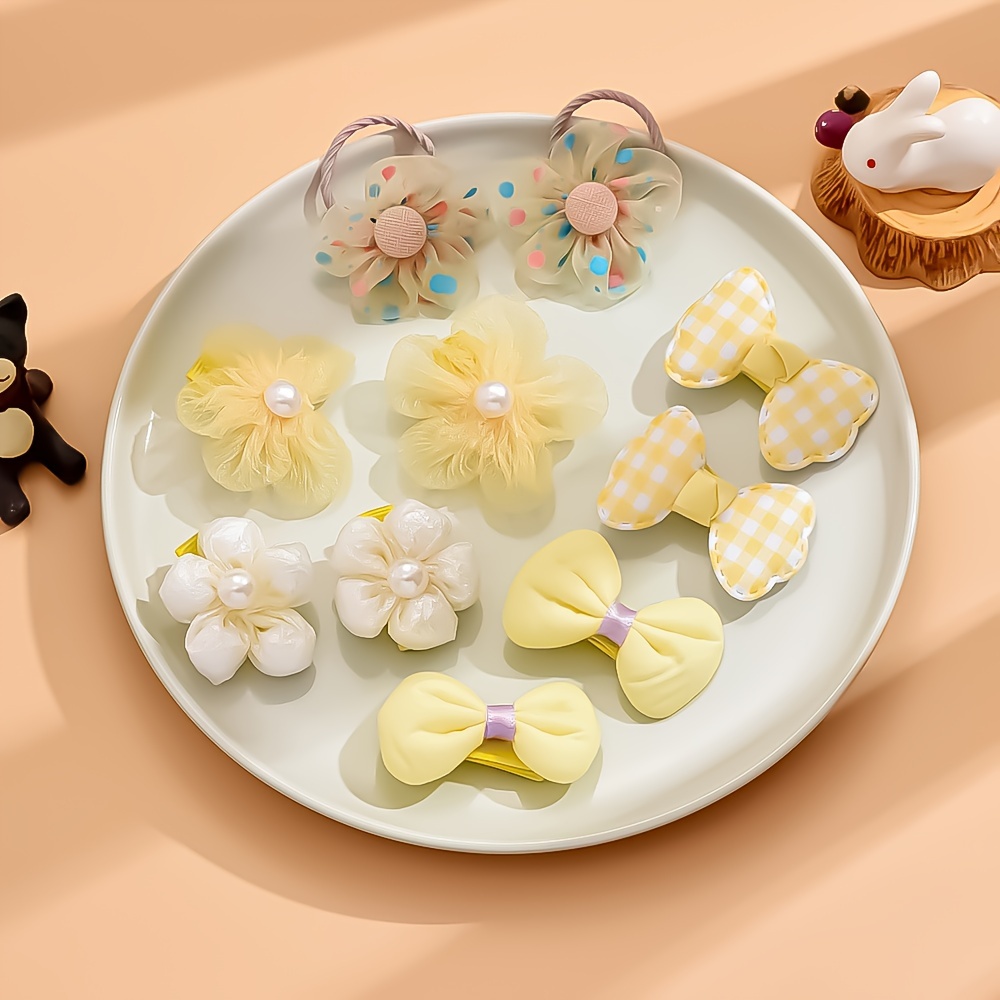 10pcs/1 Sets Cute Bow Hair Accessories for Flower Modeling Hair Clips Hairpin for Daily & Casual Wear All-Season