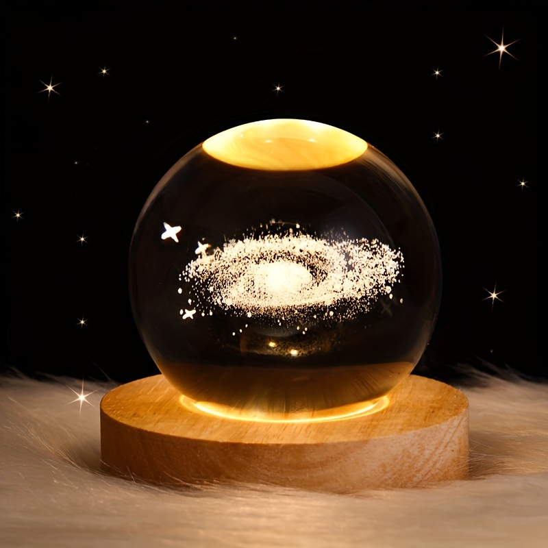 Boule Cristal, 80mm 3D Décoration Planète Boule Cristal Système Solaire  Espace Galaxie Lune Veilleuse avec Base en Bois Alimentée par USB  Décoration Maison St Valentin Noël Anniversaire Cadeau Enfants : :  Luminaires
