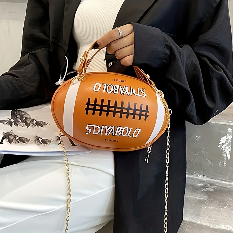EQWLJWE Unique Football Shaped Cross Body Bag Round Handbag PU Leather  Messenger Shoulder Bag Personality Purses for Women World Cup Clearance 