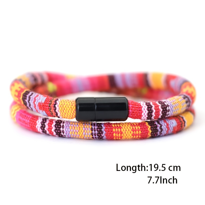 Men's Colored Fabric Braided Wristband Bracelet