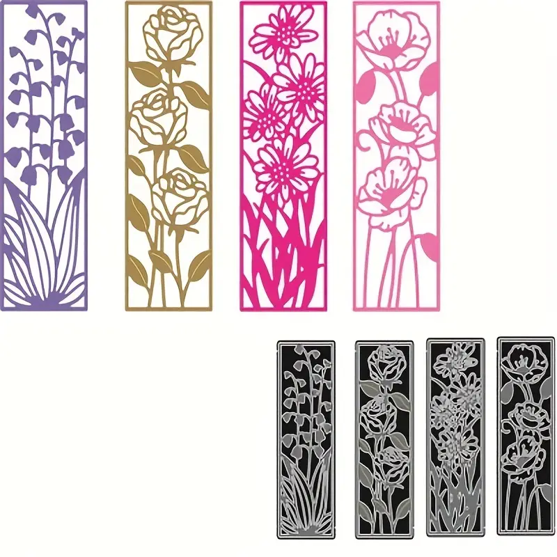 Flower Bookmark Metal Cutting Dies Stencil Template - Temu