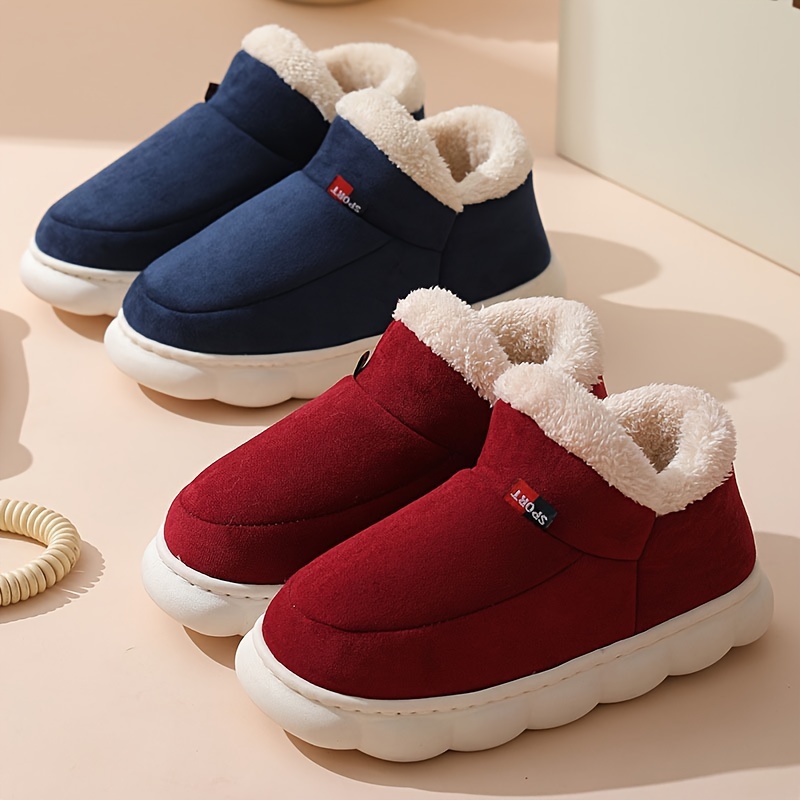 winter super soft platform slippers solid color slip on round toe shoes cozy warm indoor outdoor slippers 8