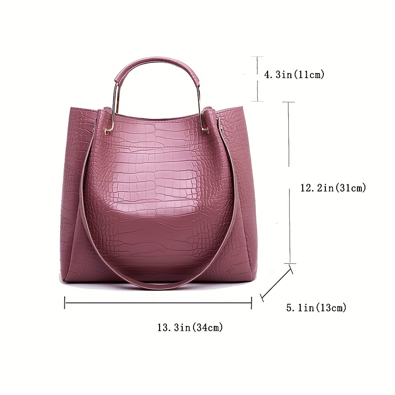 Crocodile Pattern Handbag Set: Tote, Crossbody, Clutch, Card Holder
