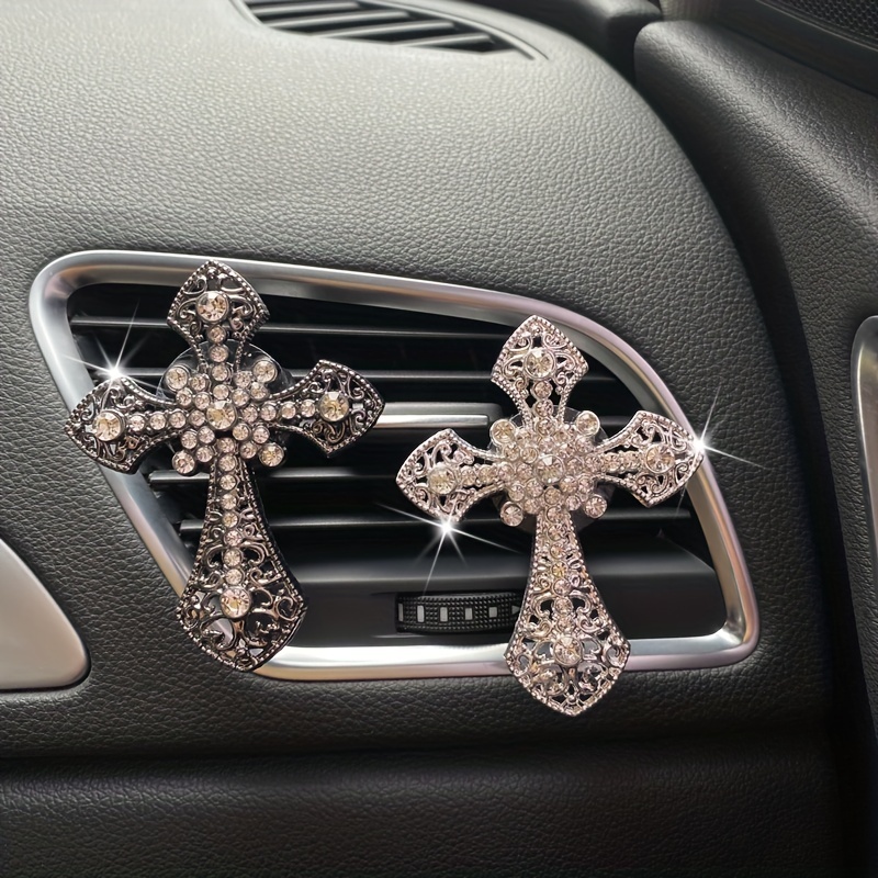 Rhinestone Cross Shape Car Decoration Car Accessories For - Temu