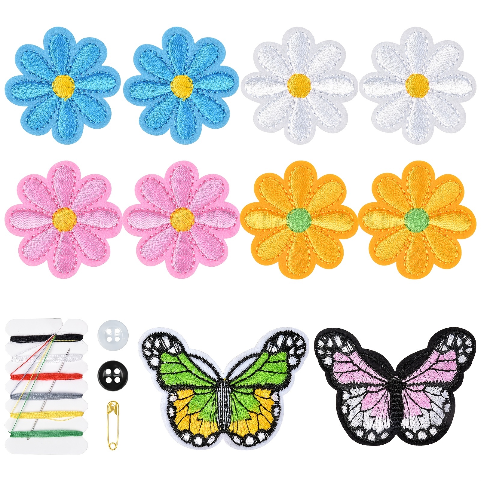 10pcs Embroidery Stickers Iron On Applique Patches Flower Butterfly  Embroidered Patch Sew On Repair Patches Applique Badge Stickers Repair DIY  Patches