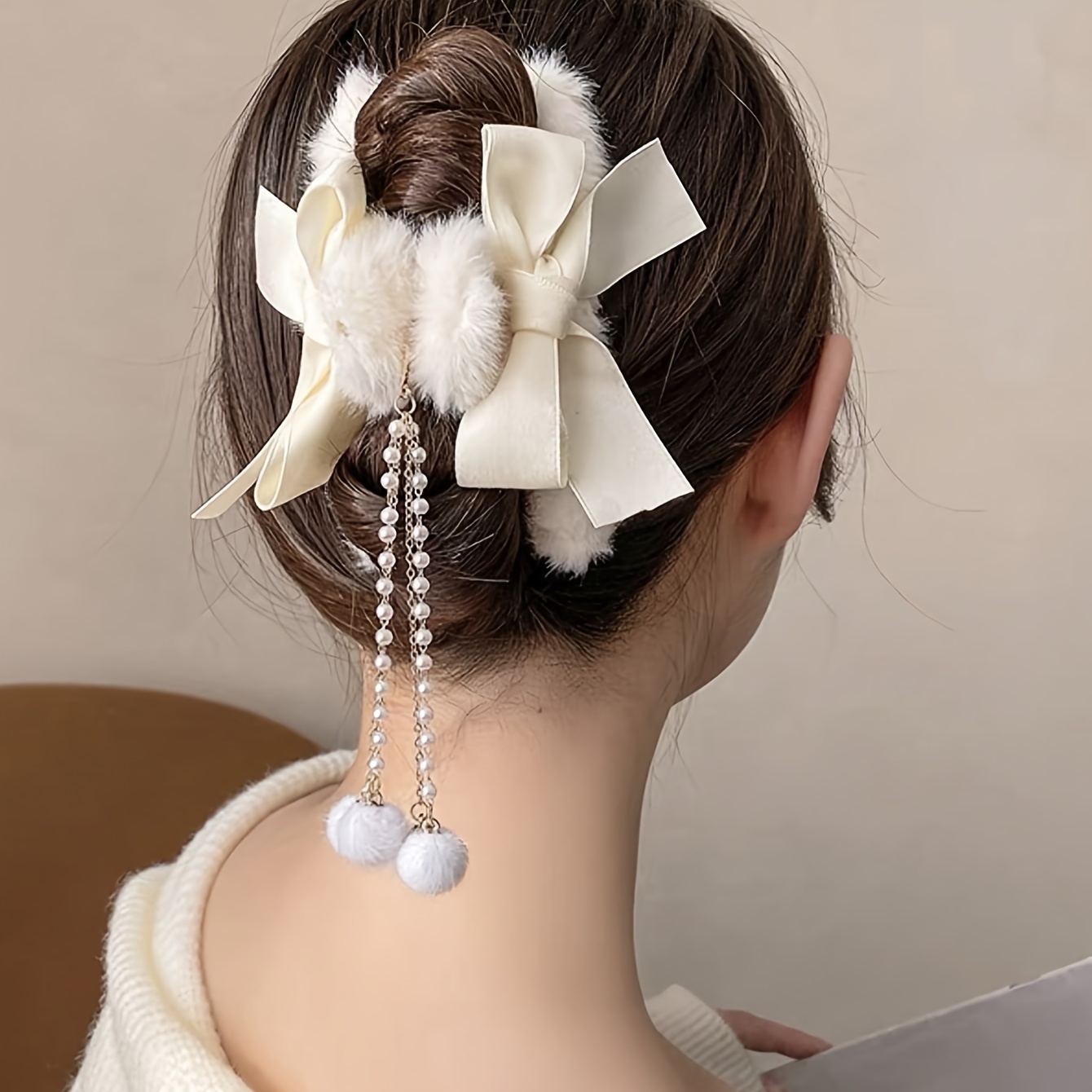 Elegant Bowknot Decor Hair Claw Clip Large Hair Grab Clip - Temu