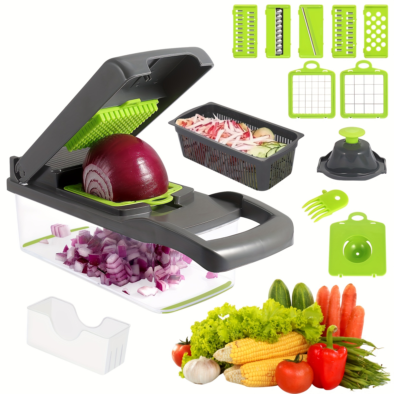 1 Set, 15in1, Multifunctional Veggie Chopper, Vegetable Chopper, Onion  Chopper With 7 Blade, Vegetable Cutter, Fruit Slicer, Potato Grater,  Vegetable