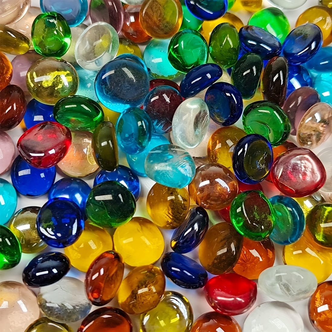 Mini Glass Gems Mixed Colour Mancala Stones Flat Bottom - Temu