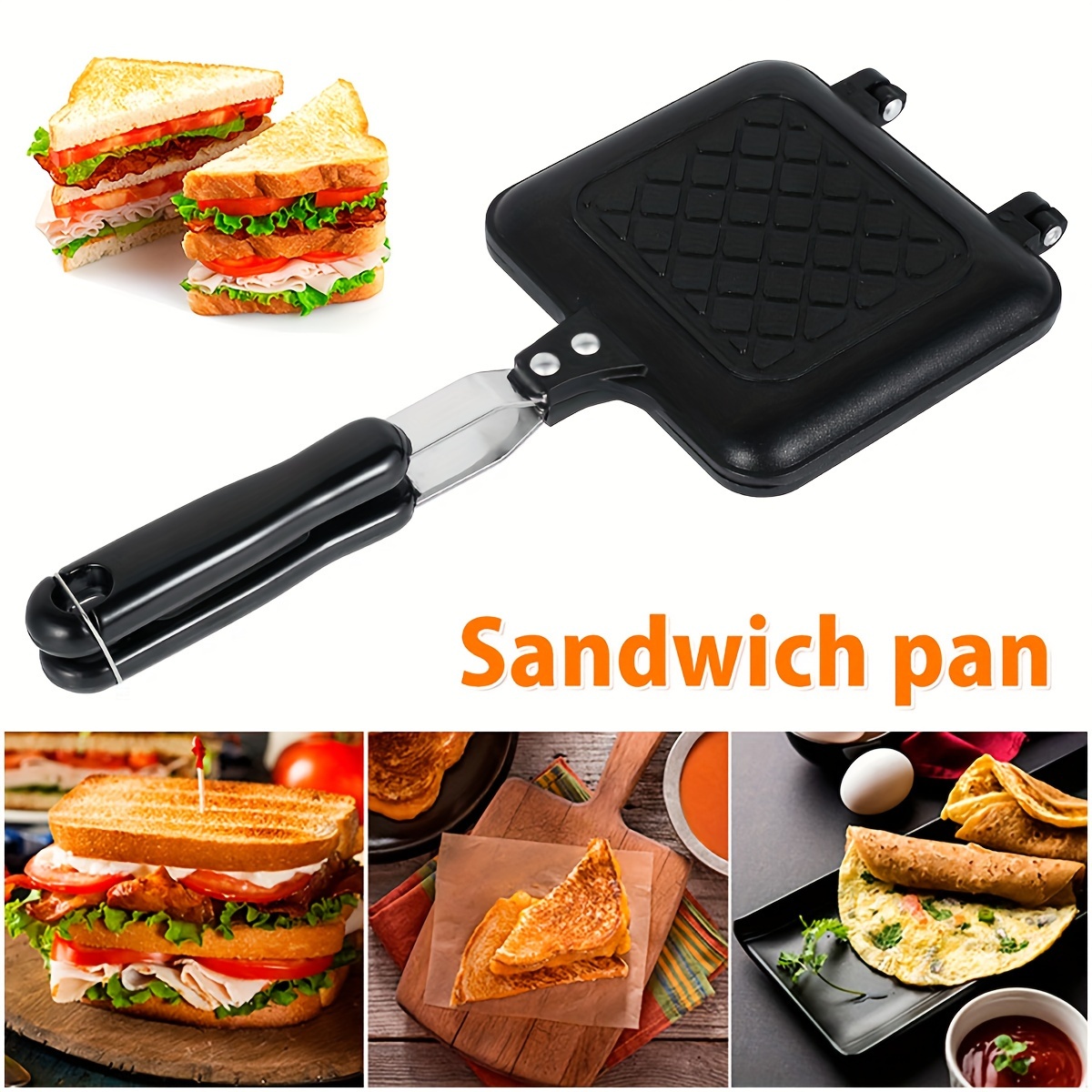 Norpro Cast Iron Mini Single Sandwich Stovetop Outdoor Panini Press Grill,  Black