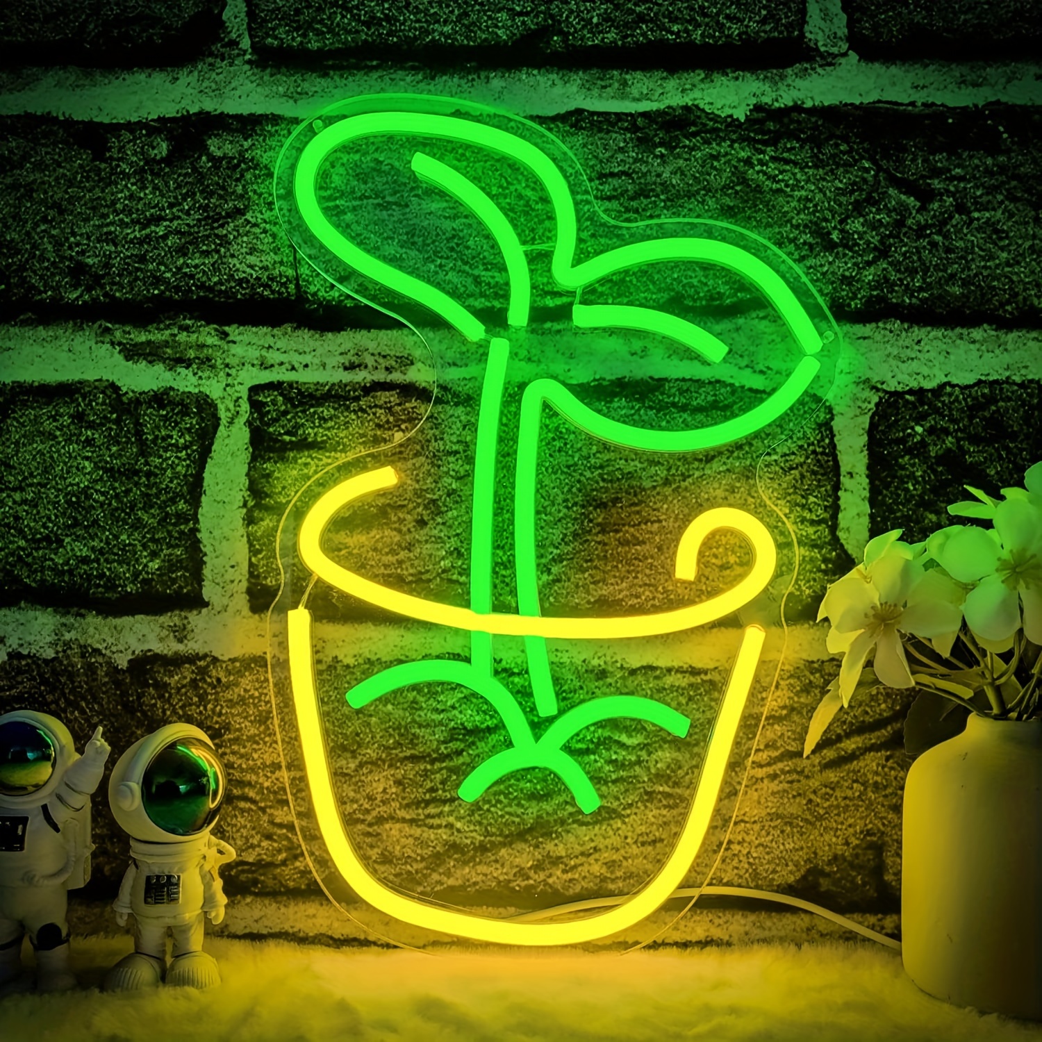 Plant Neon Sign Potted LED Green sale Leaf Neon Light for Room Wall Decorations