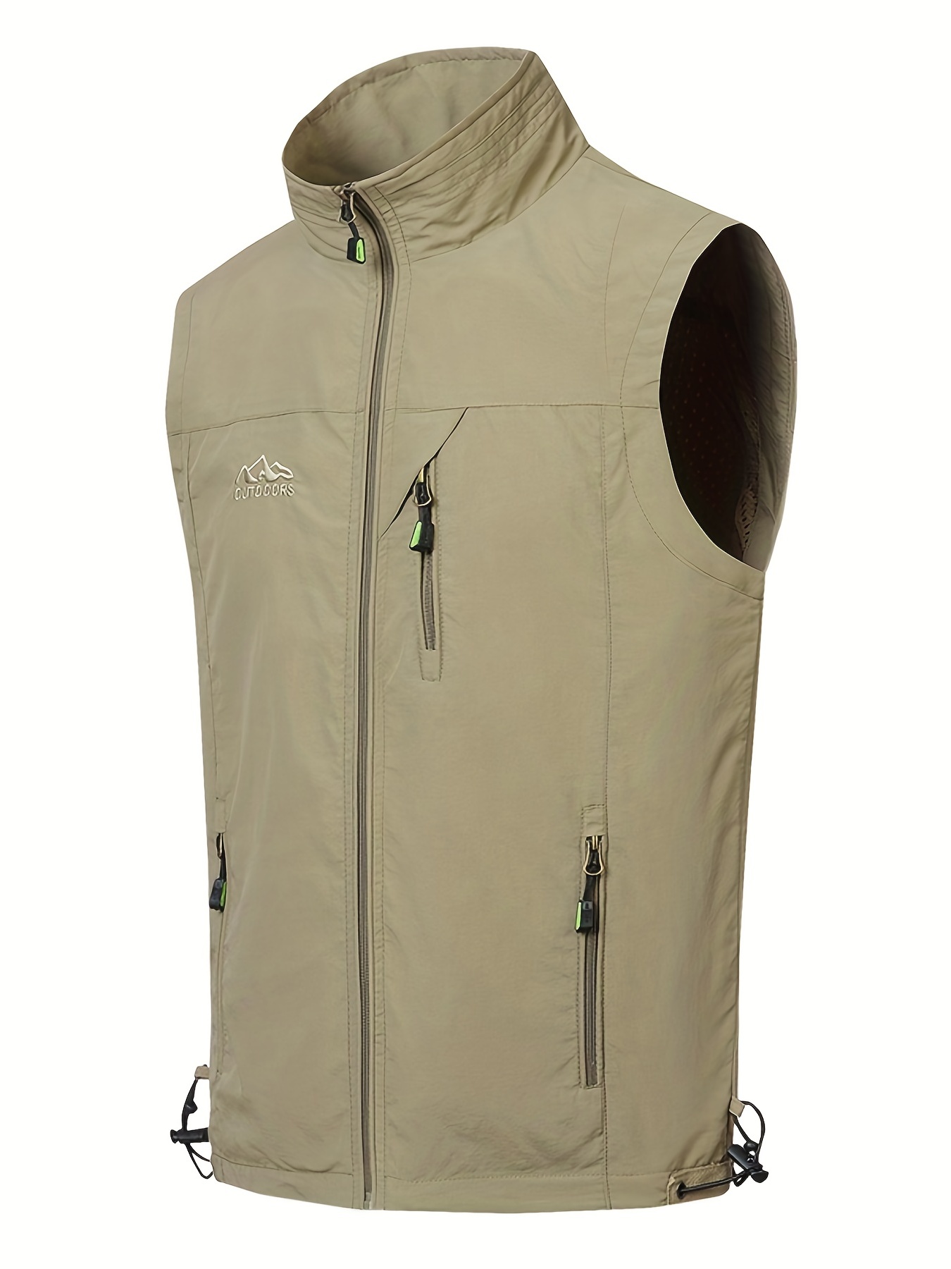 Zipper Pockets Cargo Vest Men's Casual Outwear Zip Vest - Temu Canada