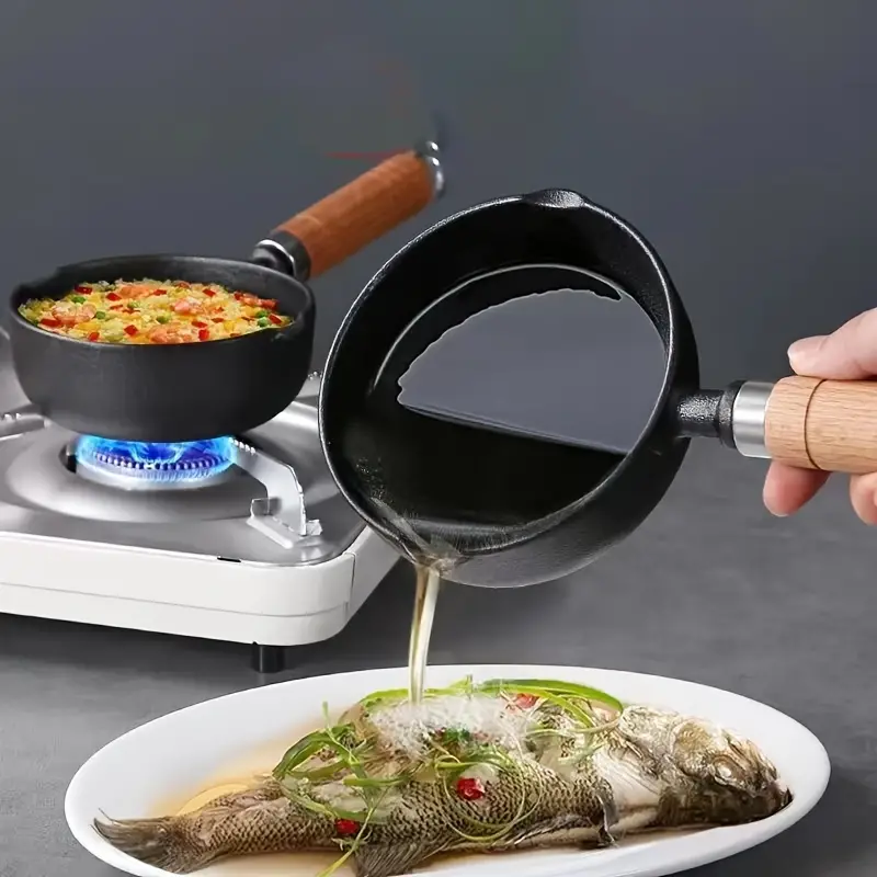 Pre-seasoned Cast Iron Pan, Fryer, Household Multifunctional Soup Pot, Pan,  Uncoated Pan, Omelette Pan, Iron Oil Pouring Pan, Breakfast Tool,  Kitchenware, Kitchen Items, Cookware - Temu