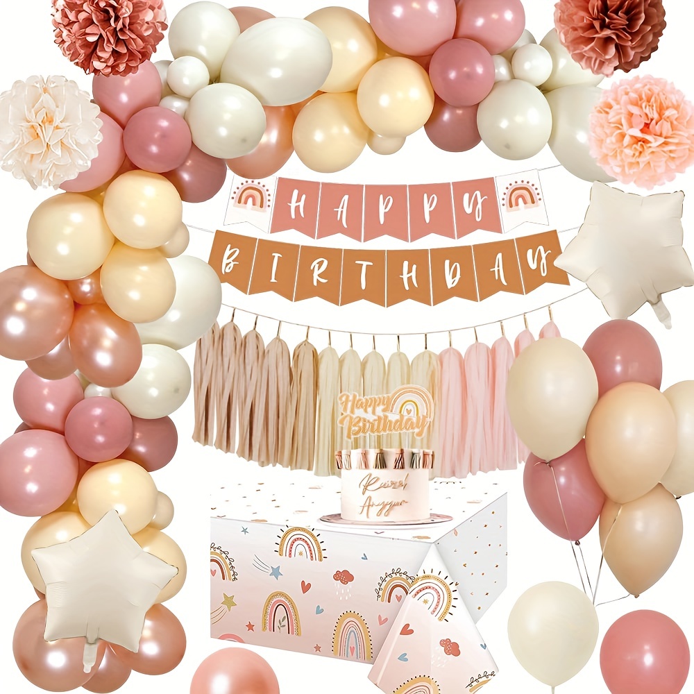 Ensemble de décoration d'anniversaire arc-en-ciel, anniversaire de ballon  arc-en-ciel, décoration d'anniversaire ballons pastel pour garçons filles