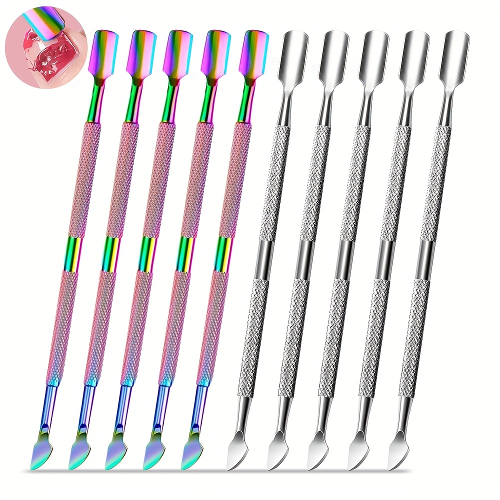 

10pcs Cuticle Pusher Remover And Cutter, Double Ended Stainless Steel Cuticle Cleaner Nail Gel Polish Professional & Durable Manicure Pedicure Nail Tools For Fingernails Toenails