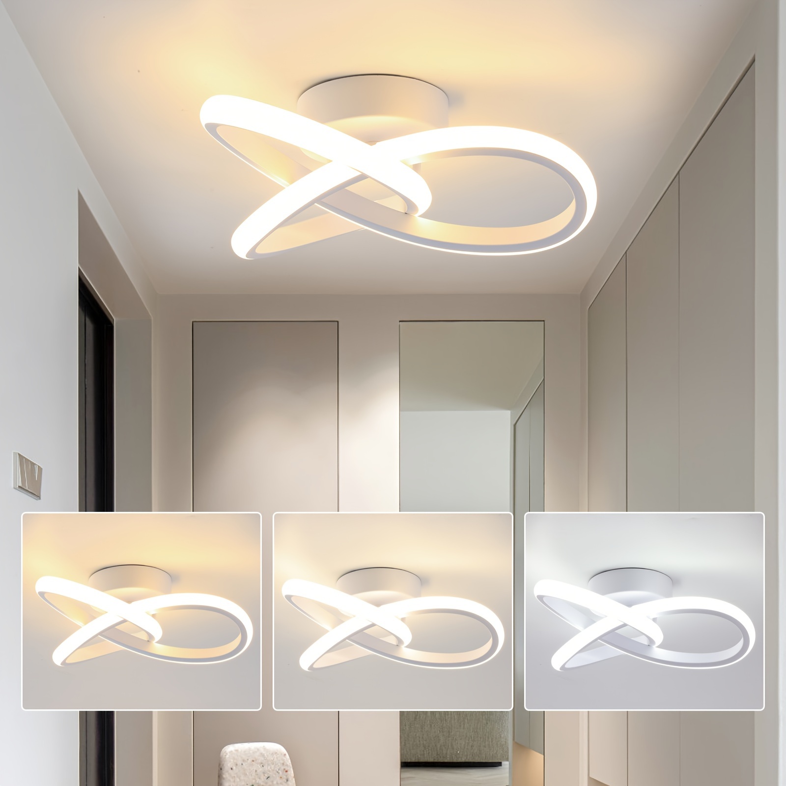 Luz de pasillo de acrílico moderna LED lámparas de techo blanco frío 6000K  cerca de luces de techo para dormitorio, baño, cocina, balcón, pasillo