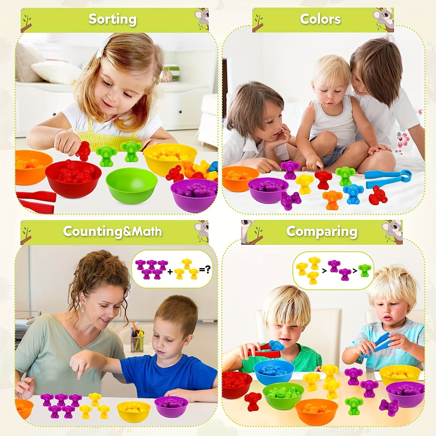 Counting Matching Game with Sorting Cups Color Classification and