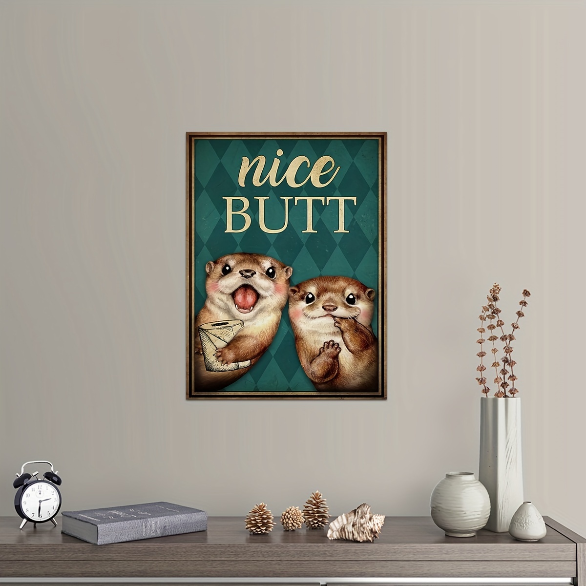 Cute Otters Nice Butt Canvas Poster Funny Bathroom Decor - Temu