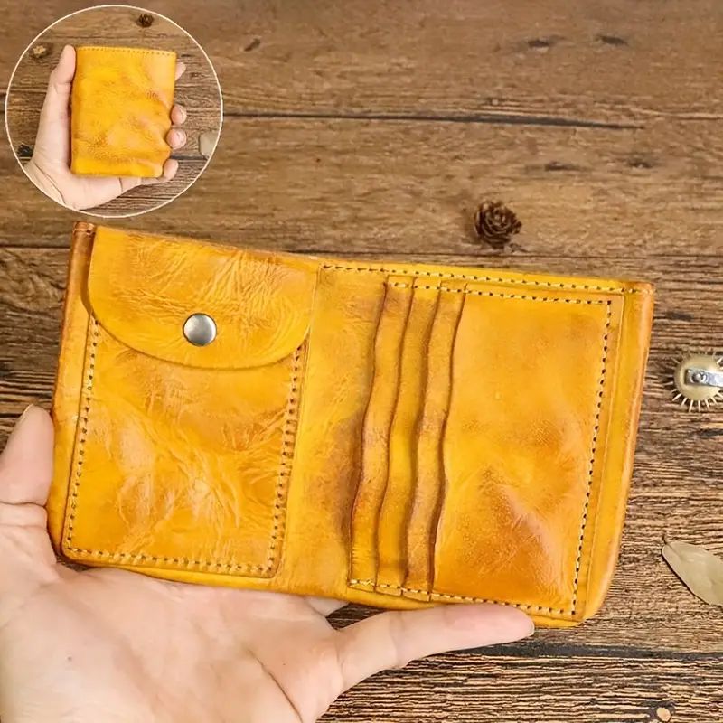 Mens Leather Short Wallet Money Clip Multi Card Card Holder Simple