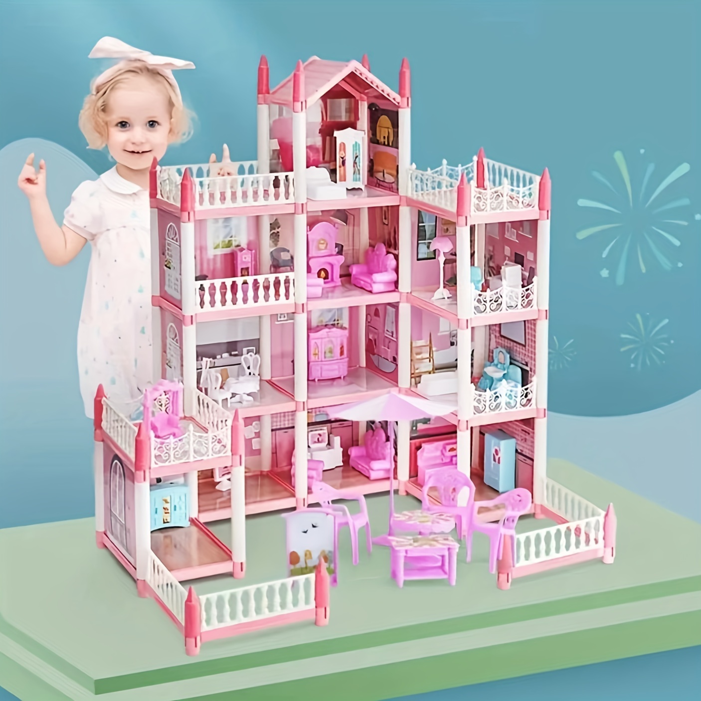 4/5/7/9/11/14 Rooms Colored Toy House With Self designed - Temu