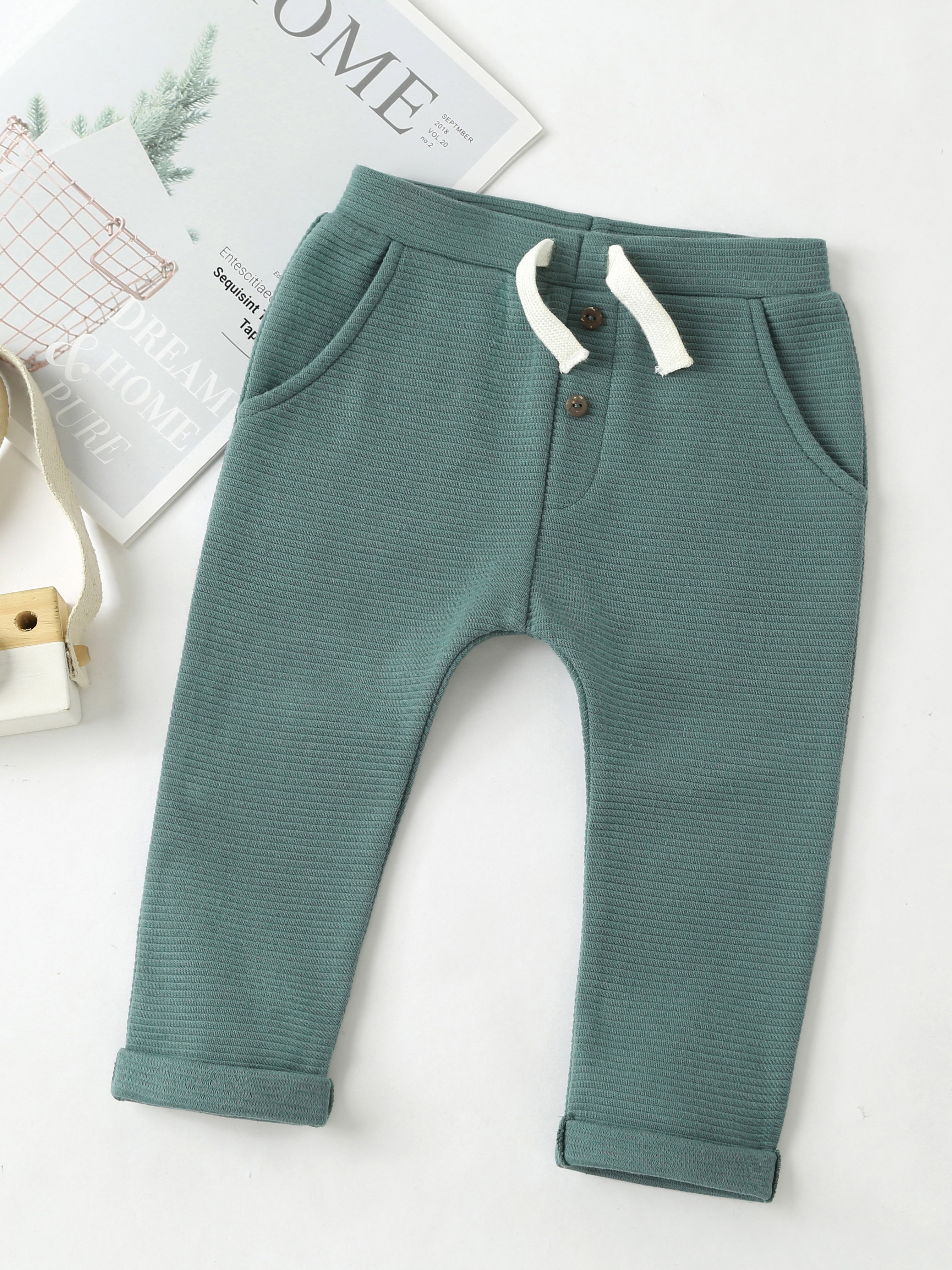 baby boys casual plain color elastic waist pants clothes - Temu Australia