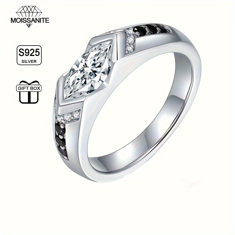 

Bague En Argent Sterling 925 Avec Moissanite En Marquise 5*10mm, Bijou De Mariage Et De Fiançailles, Style Et Simple, Cadeau D'anniversaire Avec Boîte Cadeau