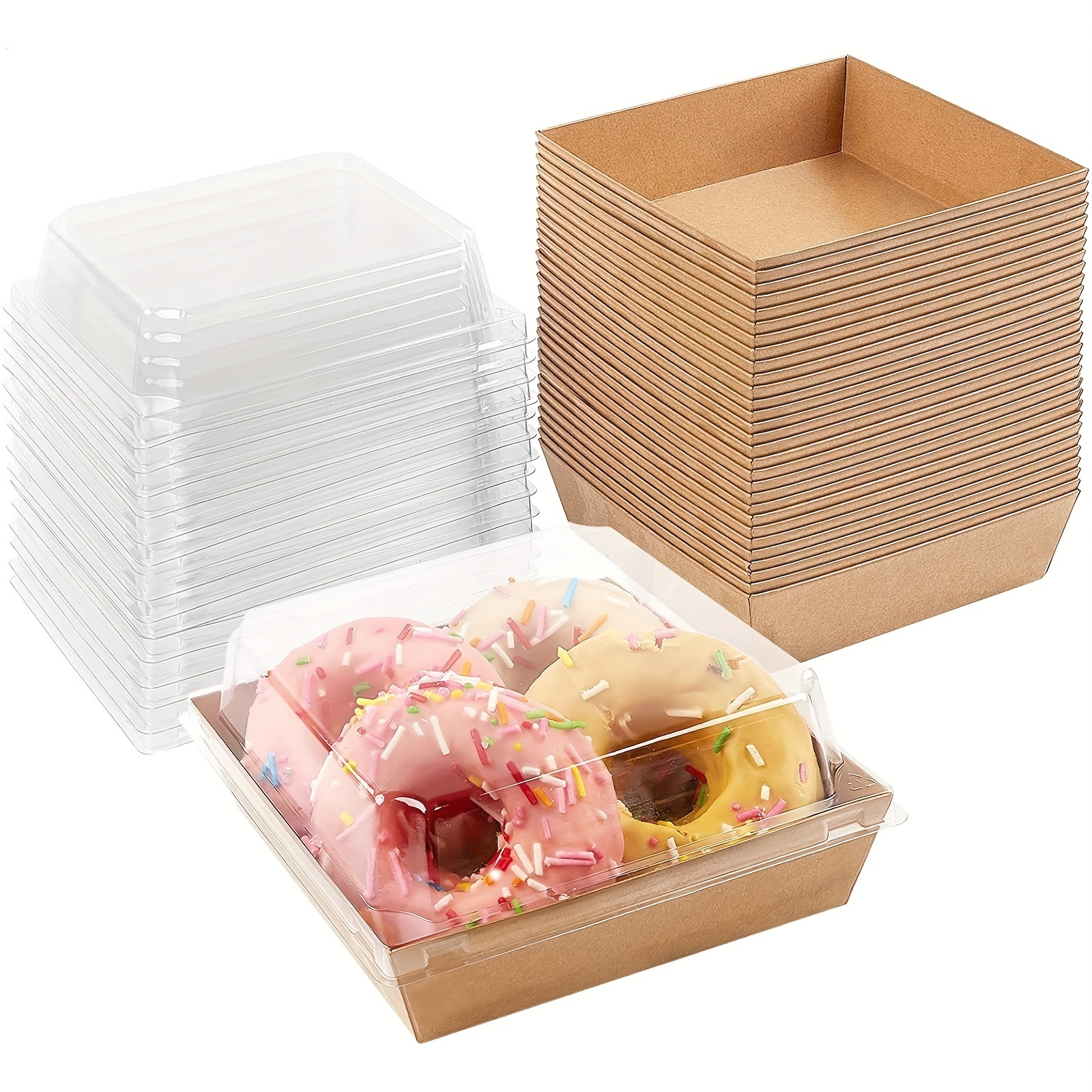 50pack Take Out Food Containers Kraft Brown Food Boxes With Film