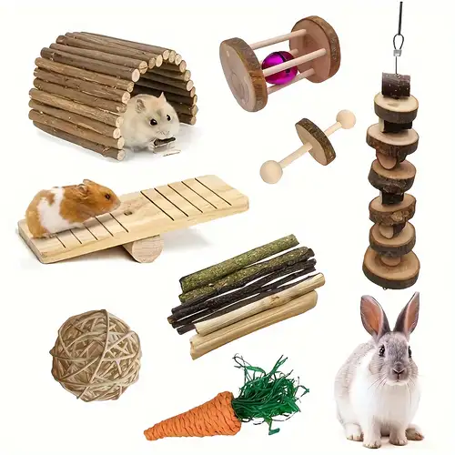 Hamster Chew Toys Set Natural Bunny