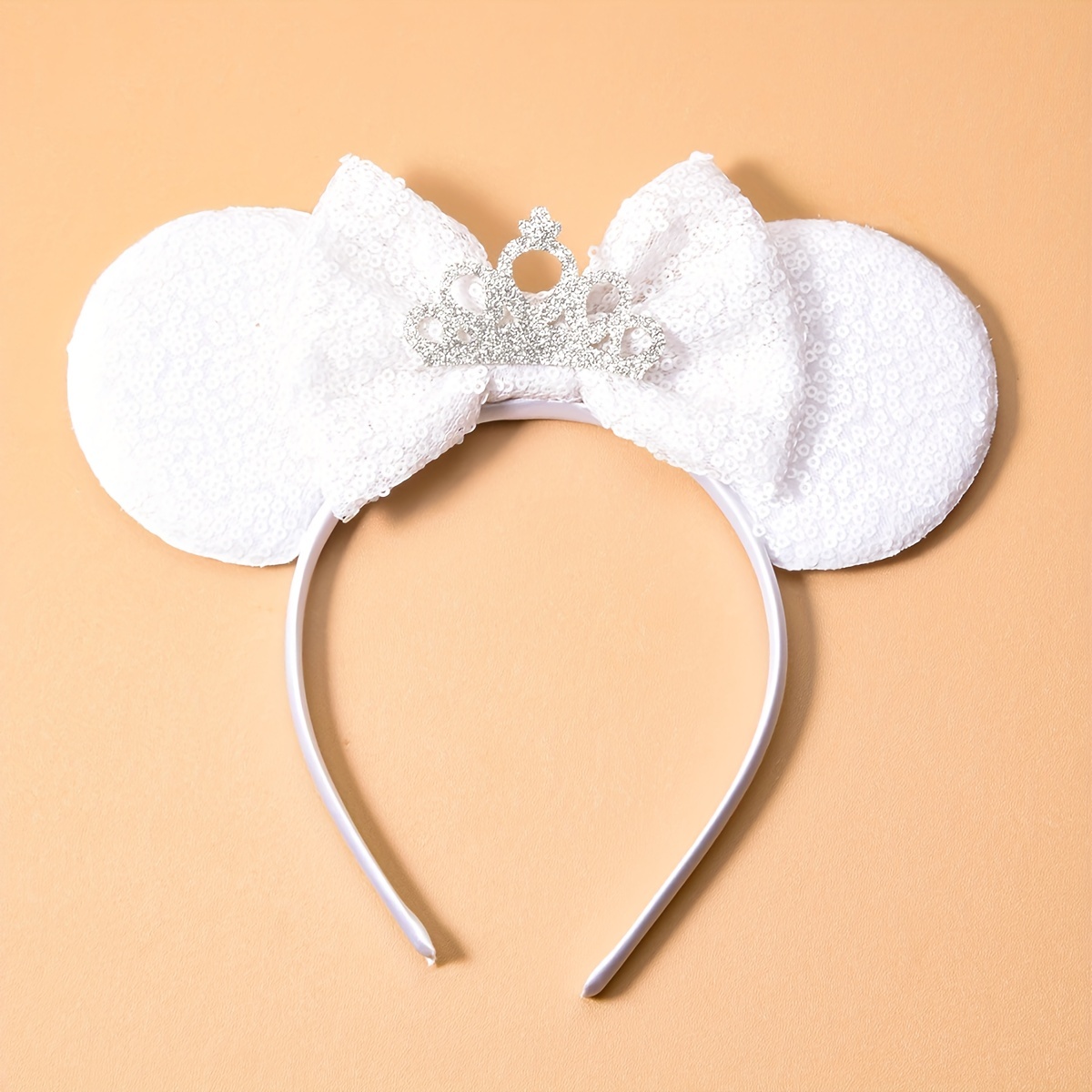 Girls Ceramic Sequin Ear Bow Tie Headband Dress Up Accessory