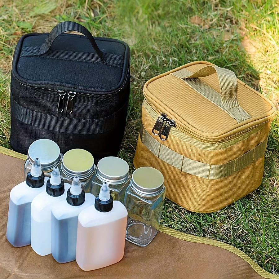 5pcs/set Camping Spice Container Portable Travel Condiment Bottle With  Storage Bag For Outdoor Picnic Bbq