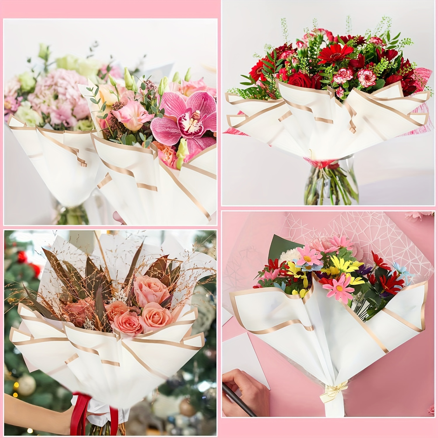 Dropship 10 Sheets Pudding Paper Plum Blossom Paper Flower Wrapping Paper  Hollow Out Florist Bouquet Supplies Gift Packaging, Beige to Sell Online at  a Lower Price